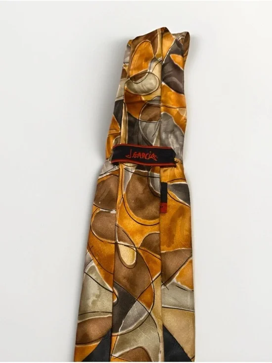 J. Garcia 100% Silk Brown Orange Abstract Men's Tie Courtyard Collection - Picture 2 of 6